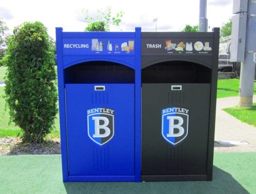 Park recycling, outdoor recycling bin, indoor recycling bin, waste receptacle, 36 gallons, TXZ, school and campus recycling
