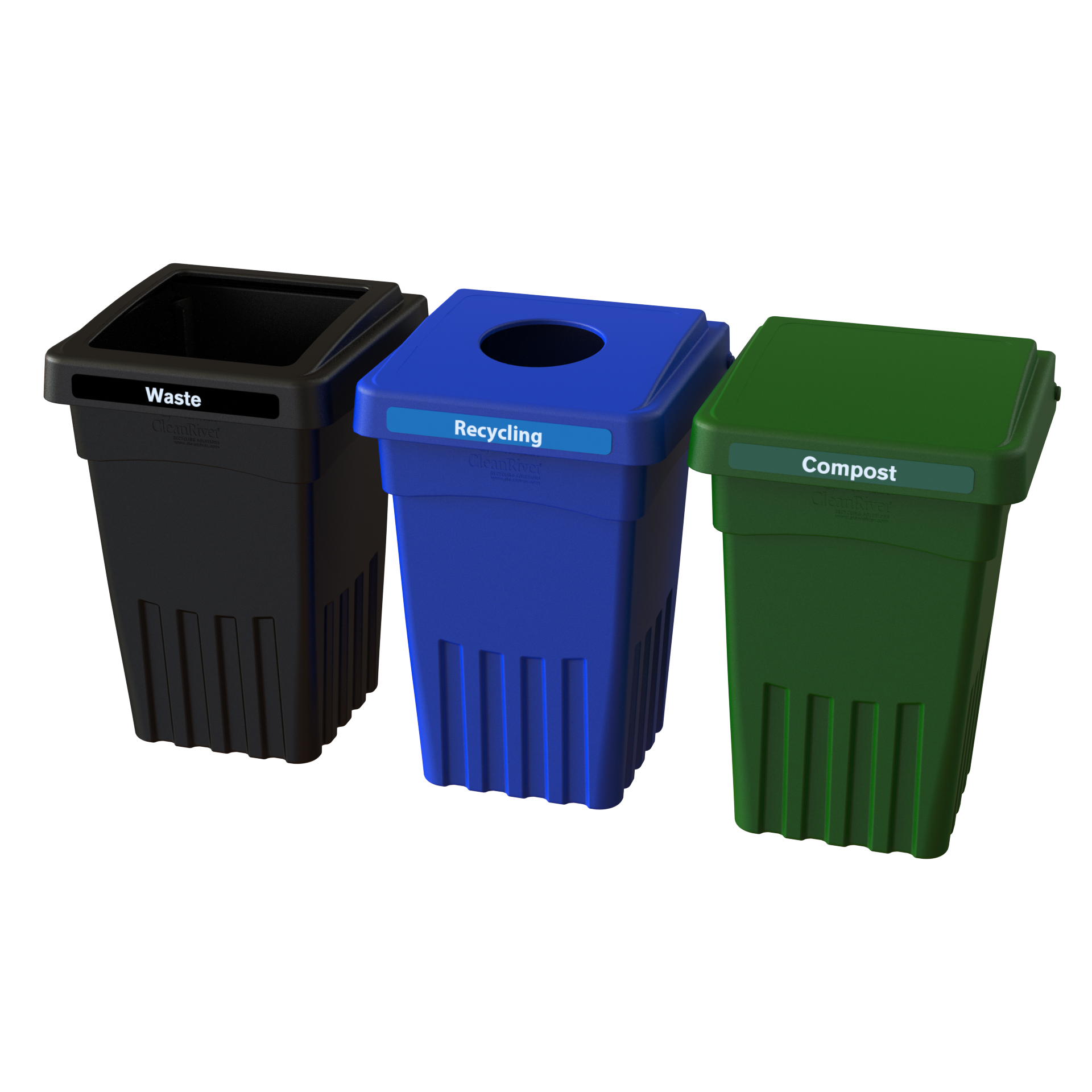 BevvyBin 8 3 Pack with Waste, Recycling and Compost.