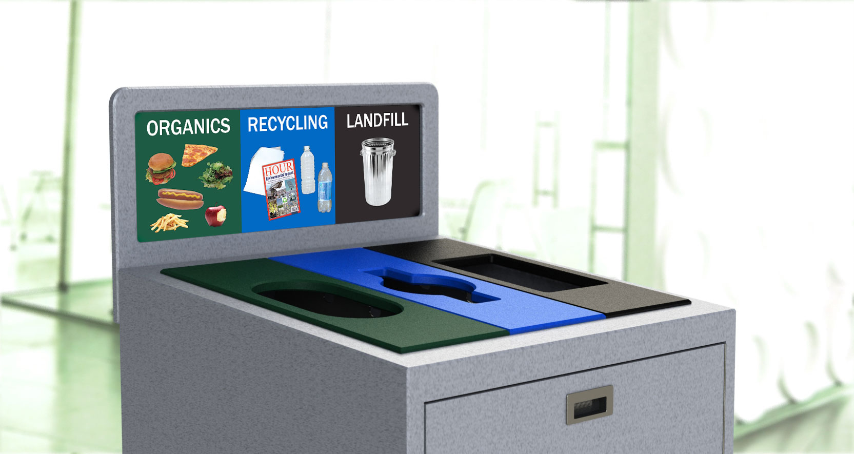 Graphics, Recycling posters, Standardized posters, Organics poster, Compost Bin, Commercial Recycling Bin, Office Recycling