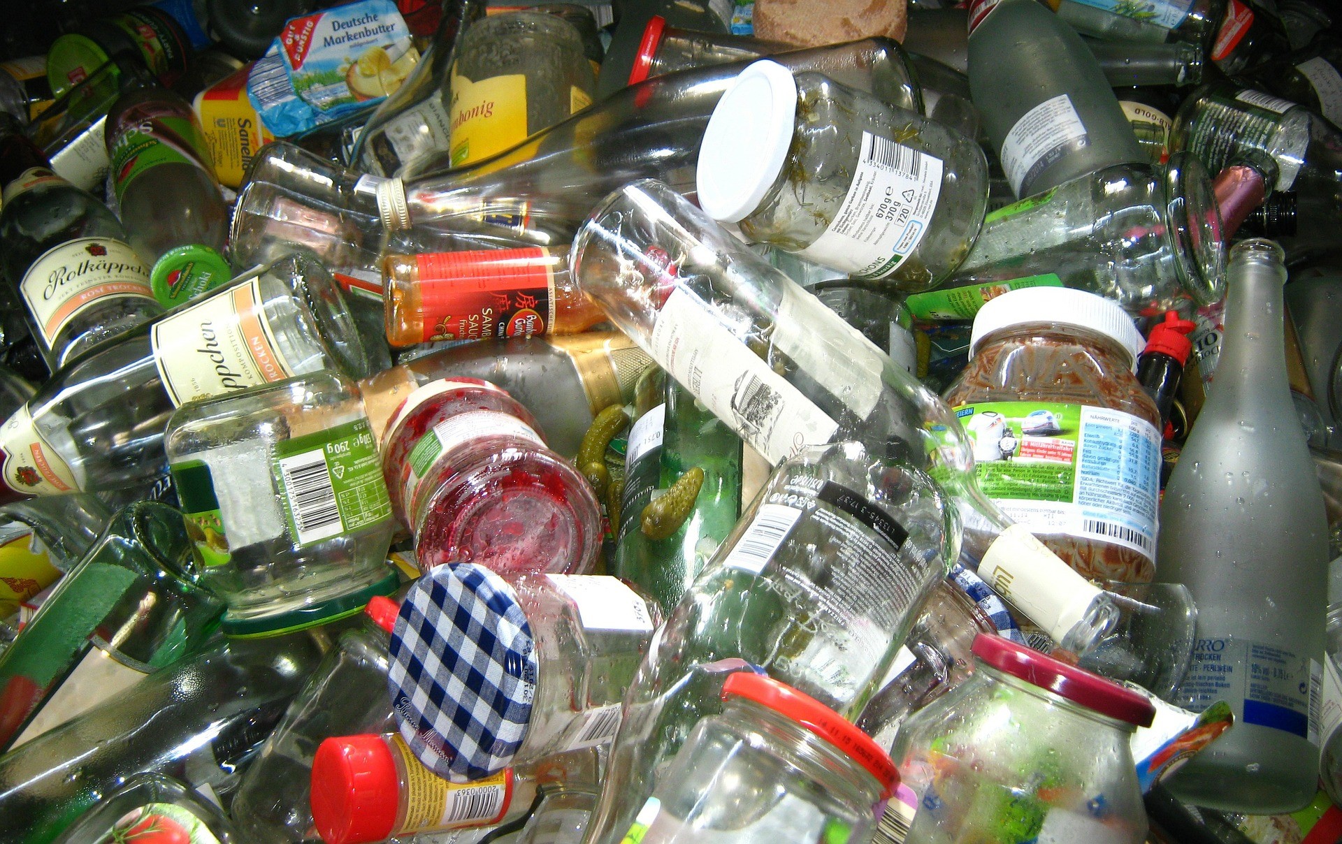 glass and plastic recyclables