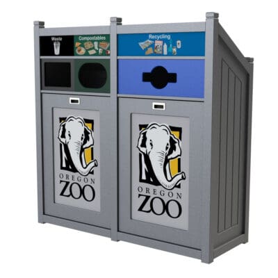 Park recycling, outdoor recycling bin, indoor recycling bin, waste receptacle, 36 gallons, TXZ, school and campus recycling