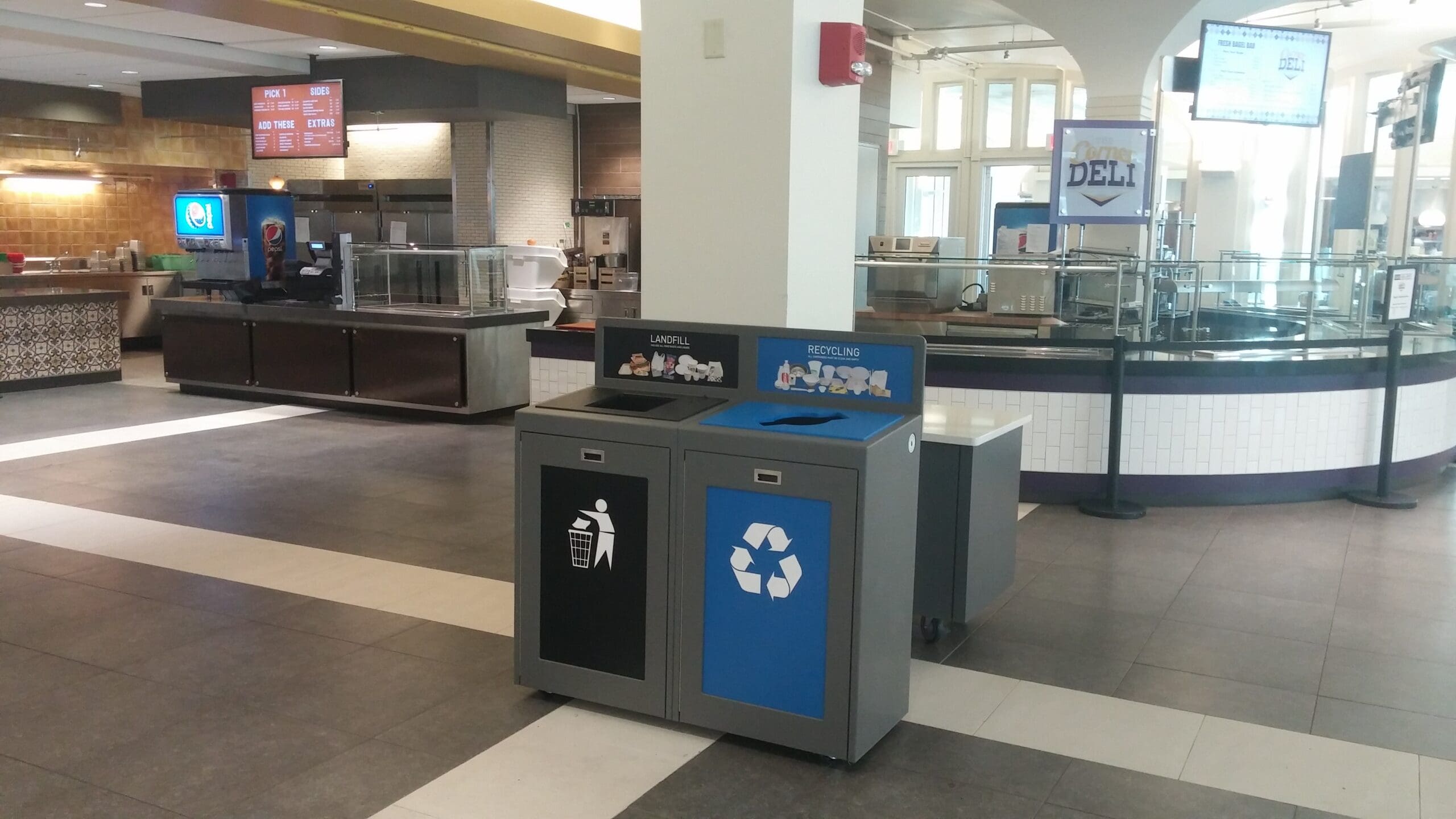campus recycling bins, recycling, sustainability