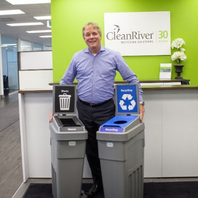 commercial recycling, slim trash can