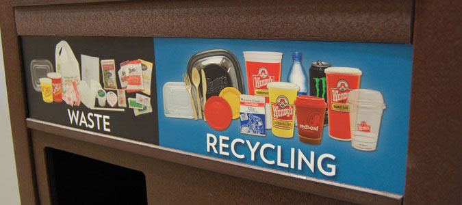 Wendys-Brand-Specific-Graphics, Recycling stream contamination, Waste Diversion, Recycling Bin, Office Recycling, Business Recycling, Recycling Container