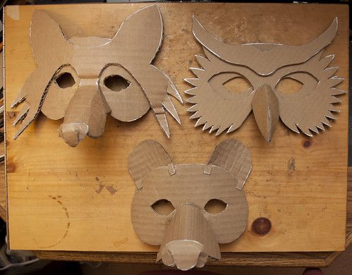 recycling cardboard animal masks